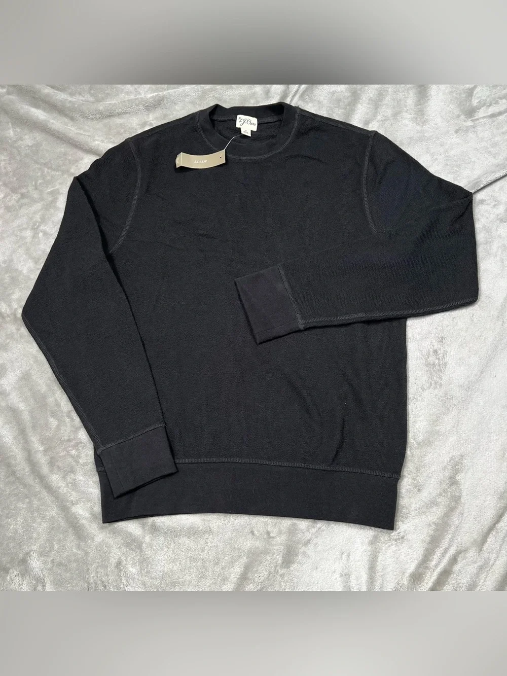 NWT J Crew L/S Textured Sweater Tee Mens S Black Lightweight Casual Cotton